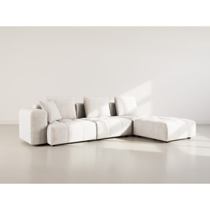 Colette - Canapé modulable d'angle réversible 4 places en velours texturé - Beige
