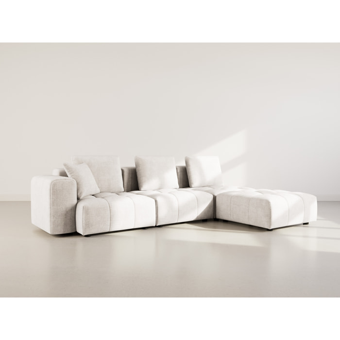 Colette - Canapé modulable d'angle réversible 4 places en velours texturé - Beige
