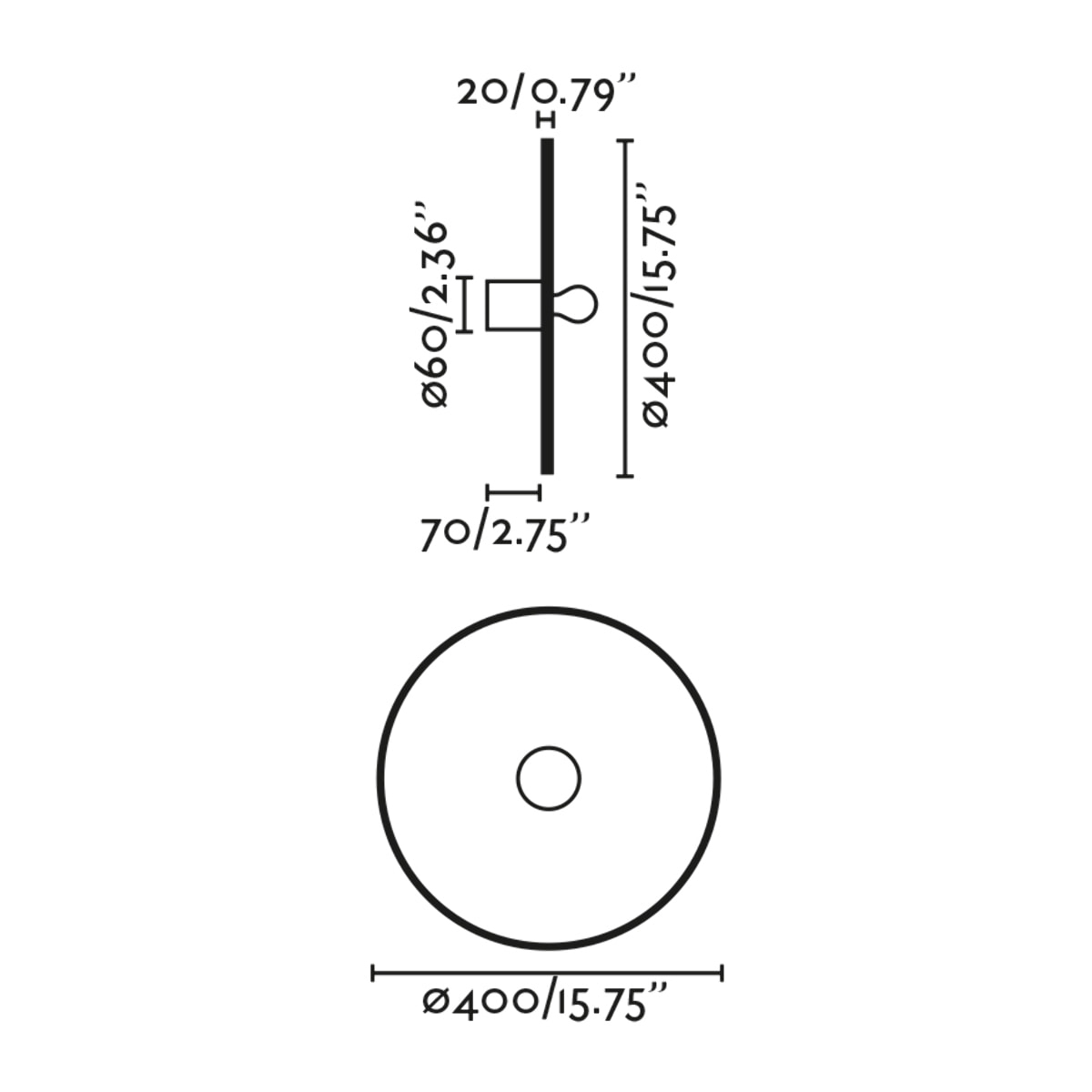 COSTAS 400 H70 Lampada da parete/plafoniera nera/ratan