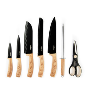 Bloc couteaux 8 pièces Excelsa – Black Wood, Acier Multicolore