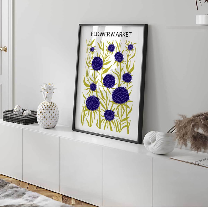 Affiche encadrée fleurs violettes modernes Affiche + cadre en métal - Noir