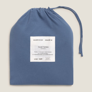 Sábana bajera algodón de punto ajustable Puntib color azul medio Punto de algodón