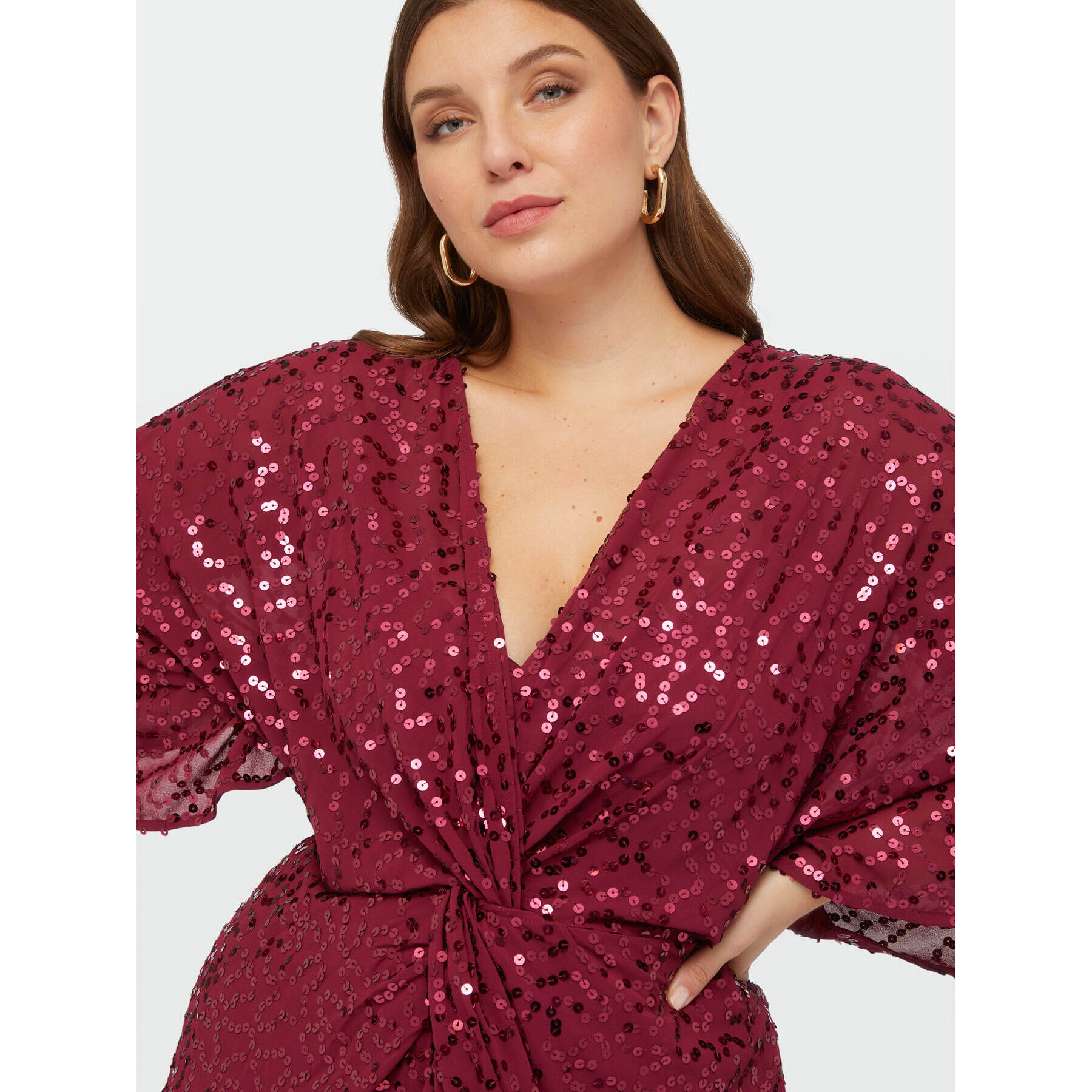 Fiorella Rubino - Vestito color burgundy paillettes all over - Fucsia