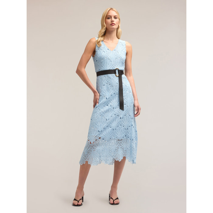 Motivi - Vestito midi in pizzo macramé - Azzurro