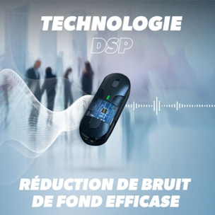 Micro cravate sans fil TNB sans fil avec boitier de charge noir