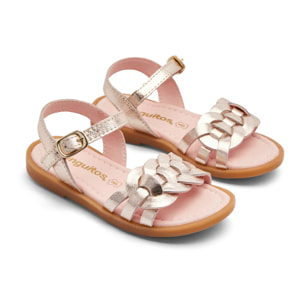 Sandali da bambina con fiocco intrecciato metallizzato