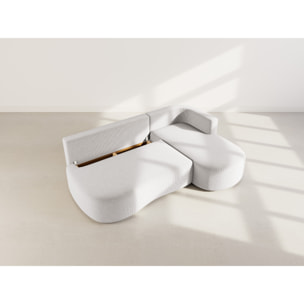 Mahina - canapé d'angle droit 4 places convertible avec coffre en velours côtelé - Gris clair