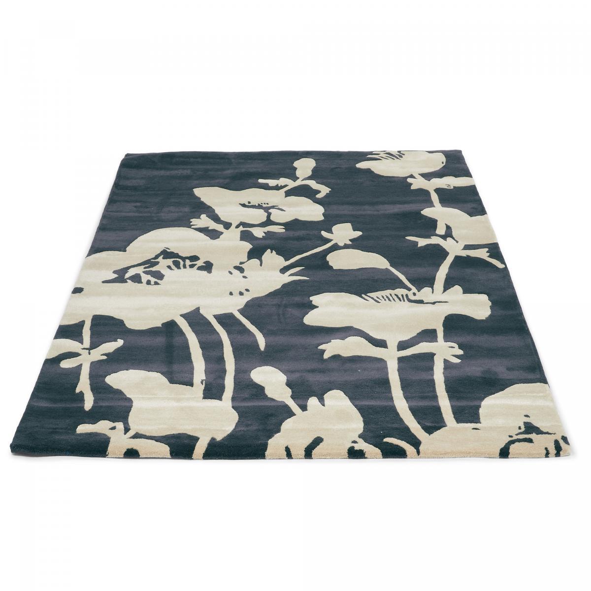 Tapis salon et chambre fait à la main en laine motif floral KAMA