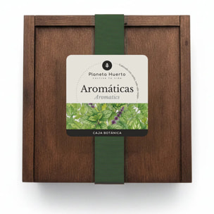 Kit de Cultivo de Aromáticas en Caja de Madera – Regalo Original Planeta Huerto