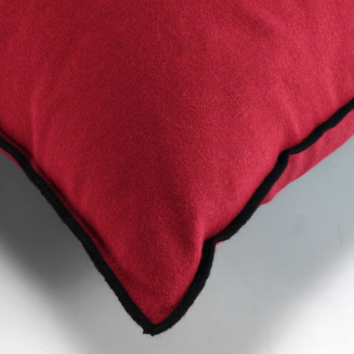 Coussin avec surjet en coton recyclé - Bordeaux