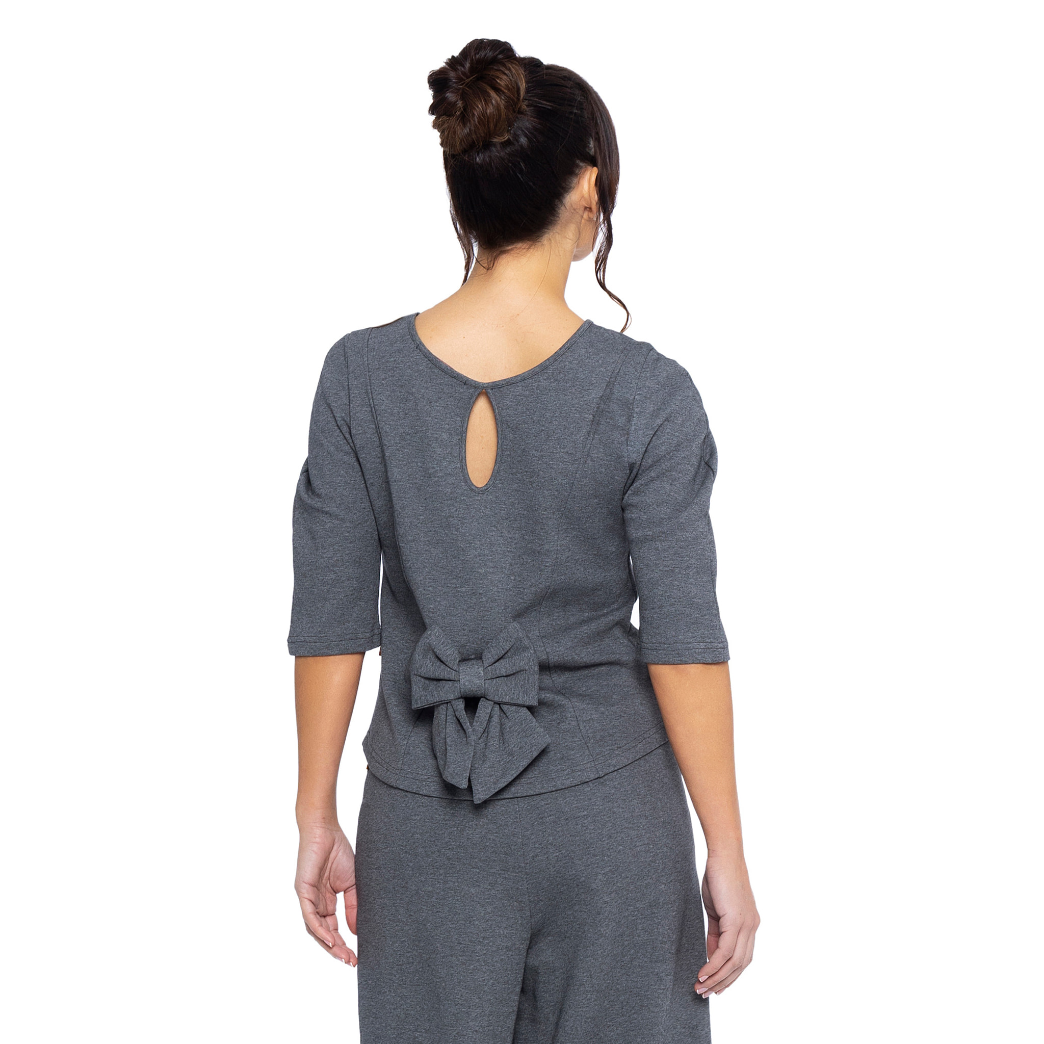 Mamatayoe Top Norma Para Mujer, Manga Tres Cuartos, Escote Redondo, Gris