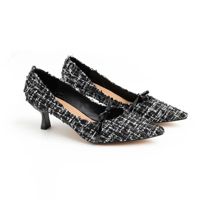 Decolleté fantasia in bouclé - NERO