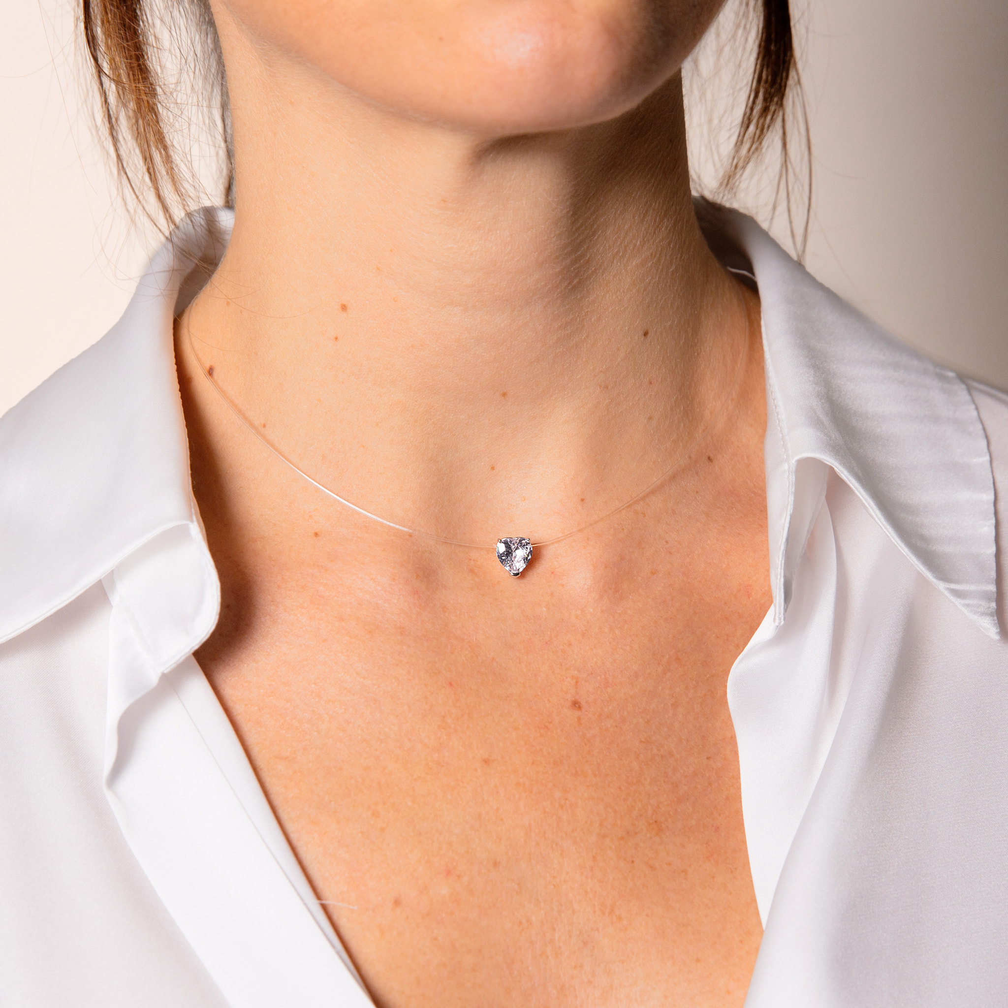 Collana Fantasmino con Punto Luce Cuore in Cubic Zirconia