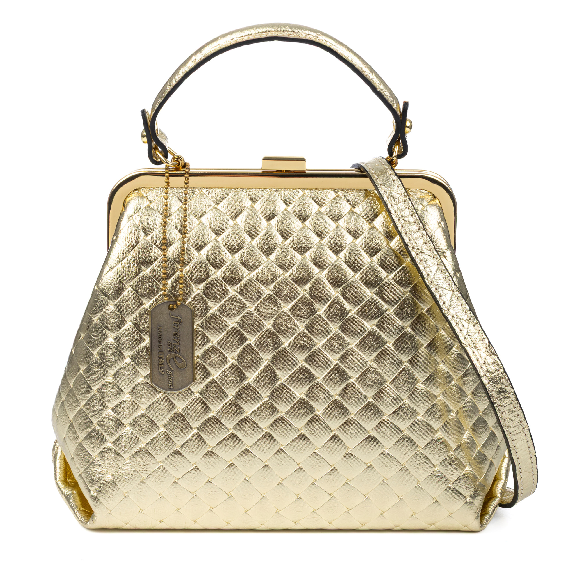 Arienzo borsa a mano donna. Pelle scamosciata autentica con incisione intrecciata e laccata lucida.