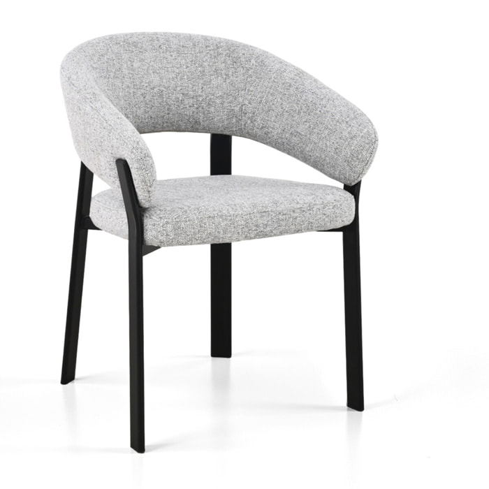 Lot de 2 chaises de salle à manger avec accoudoirs Tomasucci PIT, gris, H.80 L.59 P.60