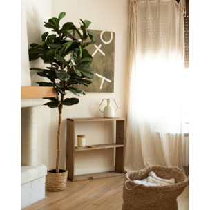 Estantería de madera maciza tono roble oscuro con 1 estante Alto: 74 Largo: 80 Ancho: 20