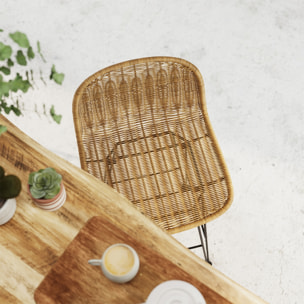 Lot de 2 chaises de bar mi-hauteur 63 cm en résine tressée marron - Jigani
