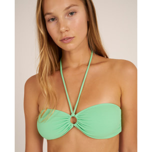 Top de bikini bandeau en tejido piqué