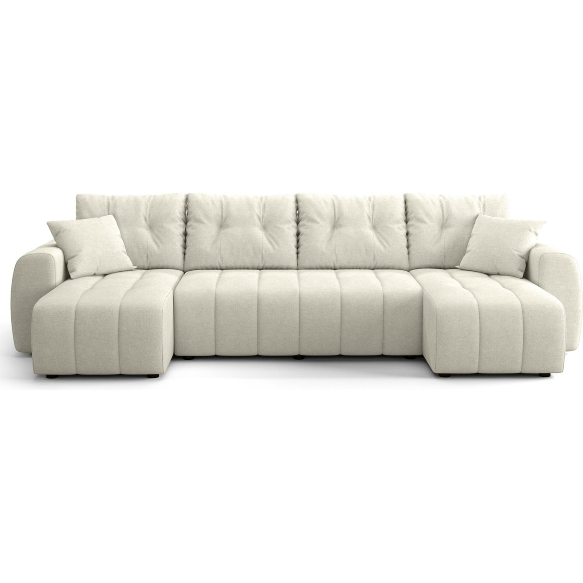 Canapé panoramique convertible 6 places en tissu chenille - ALBA