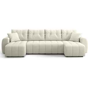 Canapé panoramique convertible 6 places en tissu chenille - ALBA