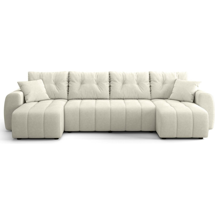 Canapé panoramique convertible 6 places en tissu chenille - ALBA