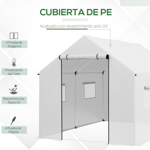 Invernadero de Exterior 2x3x2 m Invernadero de Túnel con 4 Ventanas de Malla y Puerta con Cremallera Invernadero de Huerto Anti-UV para Patio Jardín Blanco