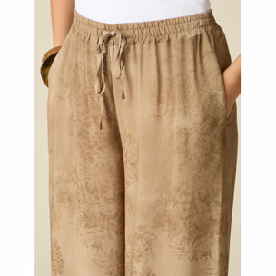 Oltre - Pantaloni palazzo in viscosa fantasia - Marrone