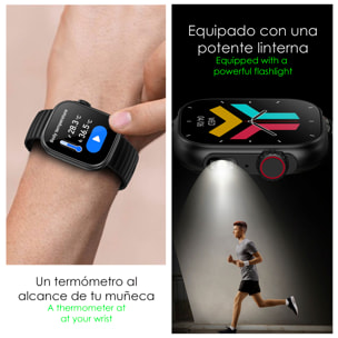 DAM Smartwatch ZW39 con notificaciones de Apps, llamadas Bluetooth. Monitor de tensión y oxígeno en sangre. 3,7x1,1x4,7 Cm. Color: Azul