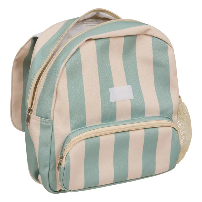 Sac à dos enfant Basco avec pochette isolante 6L rayé vert et beige