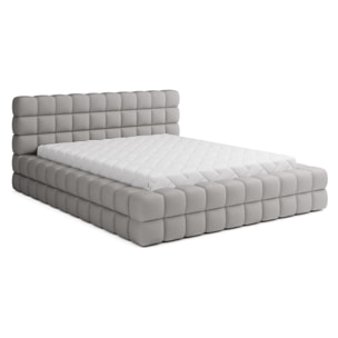 Kingston - lit coffre - 180x200 - sommier inclus - en tissu bouclette - Gris