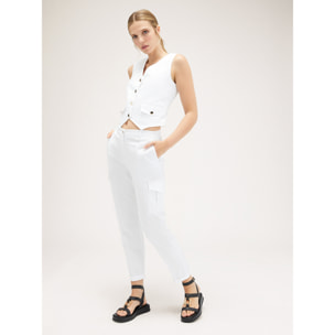Motivi - Pantaloni cargo con piega stirata - Bianco