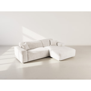 Lison - Canapé d'angle droit 4 places en velours texturé - Beige
