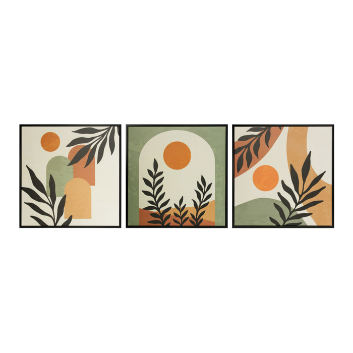 Set 3 cuadros Sunset colores pastel 40x40x4 cm