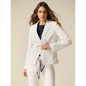 Oltre - Giacca doppiopetto misto cotone - Bianco
