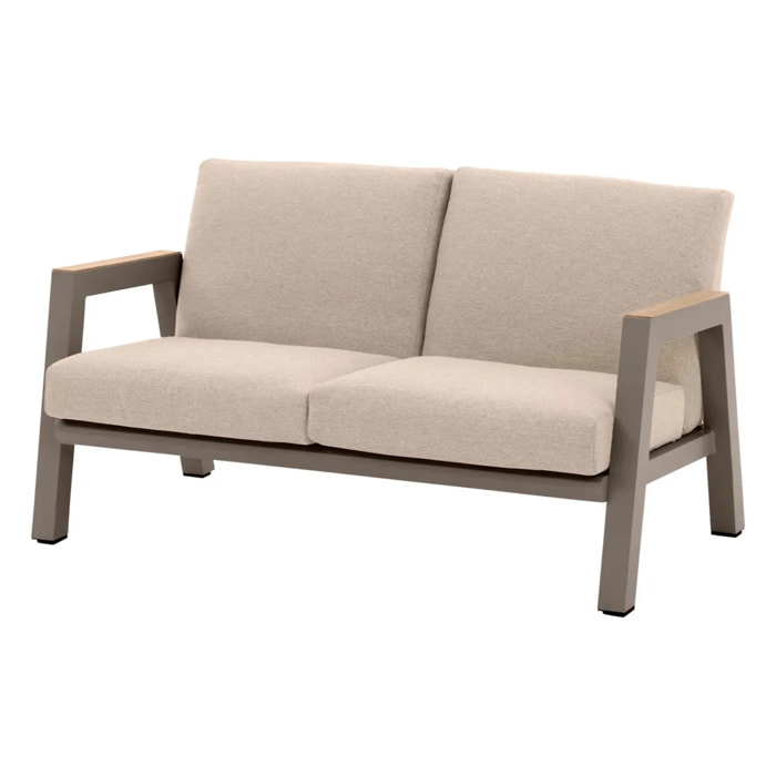 Canapé de jardin "Axiome" praline & beige 2 places en aluminium et polyester
