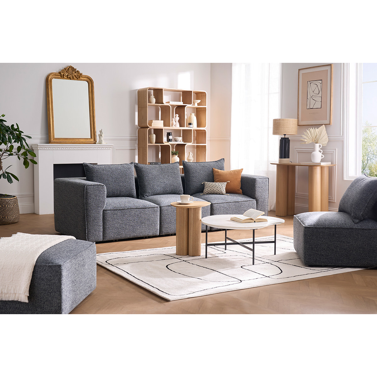 Console design en bois clair L100 cm FOLEEN