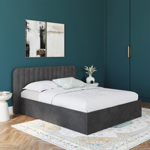 Lit coffre Valentina 160x200cm velours gris