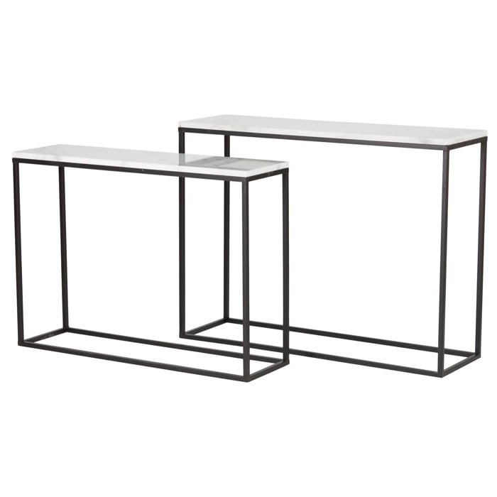 Set 2 Consolas Metal Marmol 100x30x75 91x26x66cm