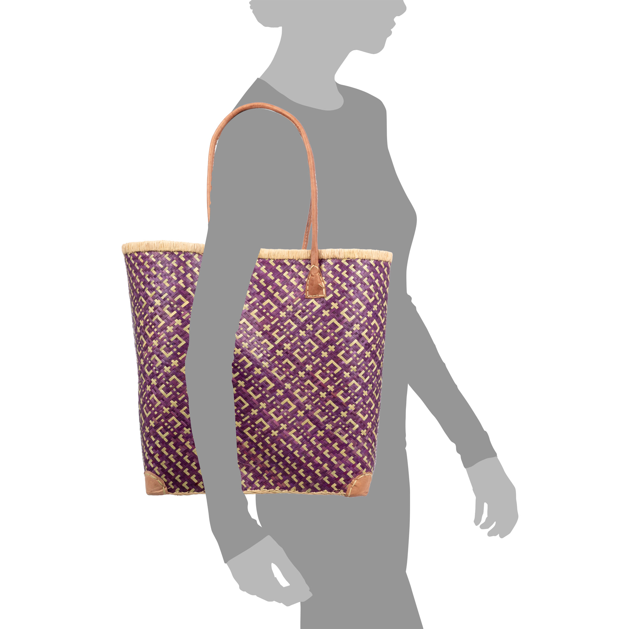 Arda bolso de hombro mujer. Fabricado en paja con asas de cuero.