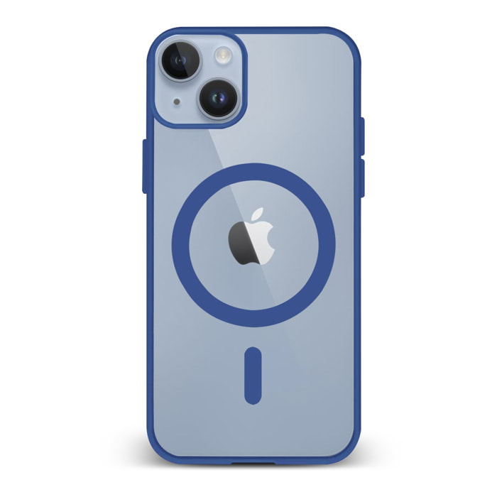 DAM Custodia ibrida anti-shock  Magsafe per iPhone 13 / 14. Bordi in silicone e retro in PVC. 7,43x1,06x14,95 cm. Colore: blu scuro