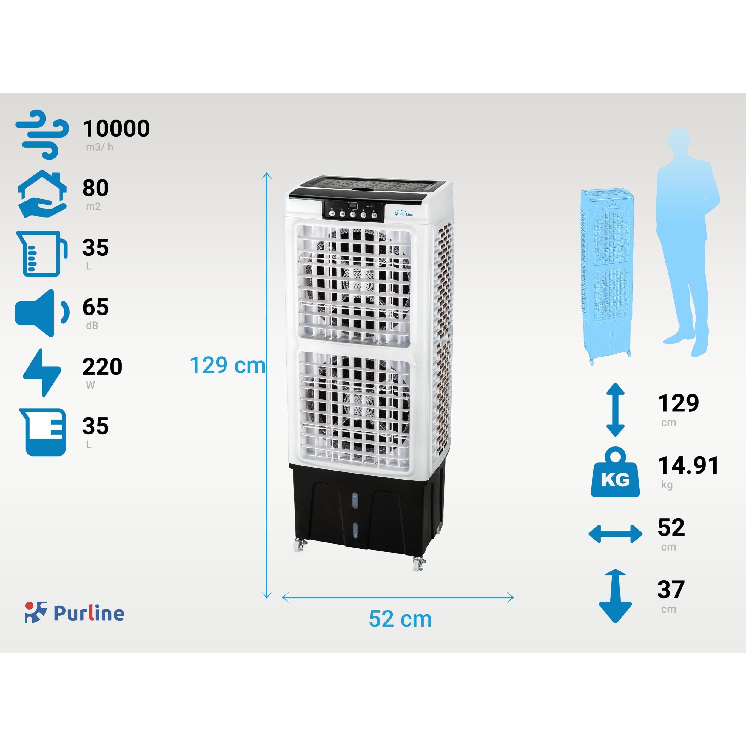 Refroidisseur par évaporation à haut débit avec ventilateur