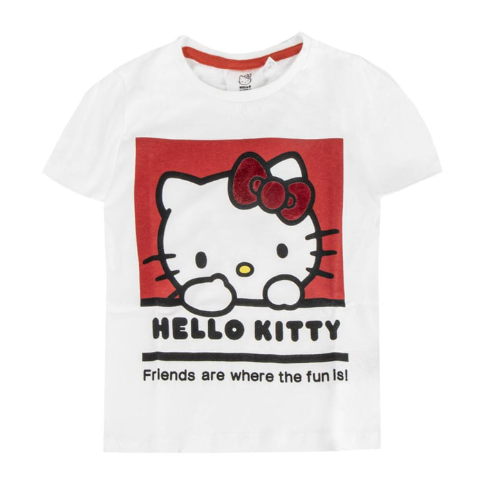 Camiseta Corta Hello Kitty - Color Blanco