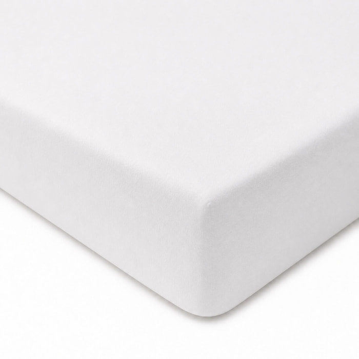 Drap housse coton lave blanc