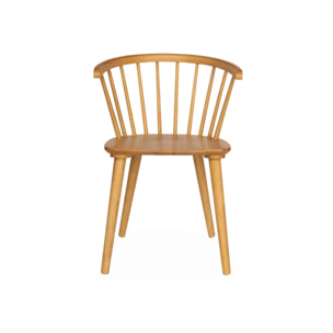 Lot de 4 chaises naturelles à barreaux en bois et contreplaqué. Paula. L 51 x P 53 x H 75cm