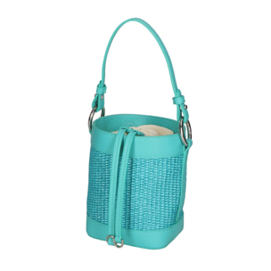 Borsa a secchiello da donna - Modello Alyssa - Pelle & Paglia - 13.0 x 16.0 x 10.0 cm