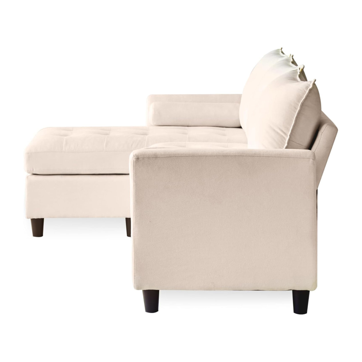 CHARLES - Canapé 3 places en tissu avec pouf beige