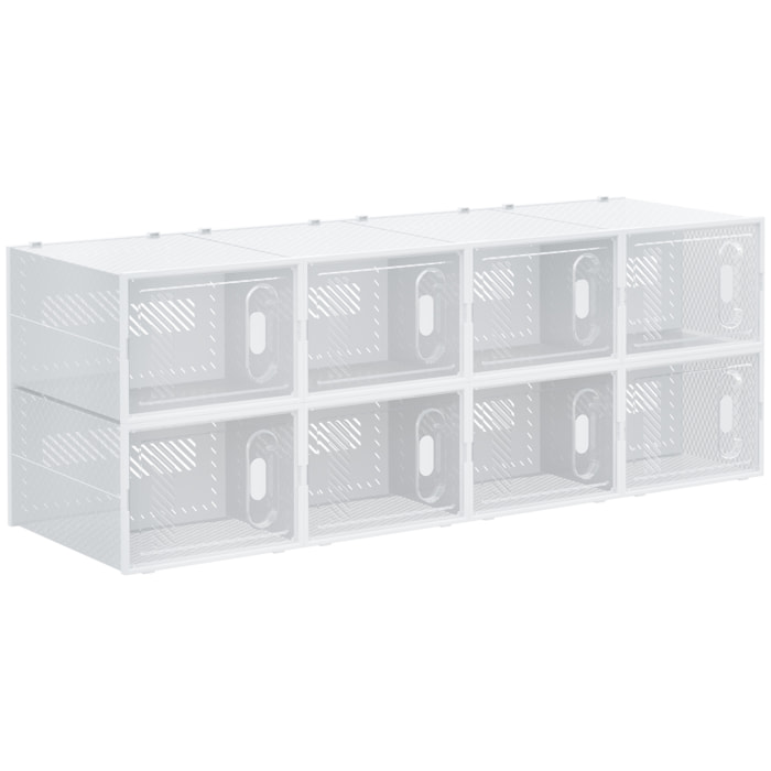 Cajas de Zapatos de Plástico Juego de 8 Organizadores de Almacenamiento Caja Zapatero Apilable Puertas Magnéticas para Aromas para Entrada Pasillo hasta Talla 45 Transparente