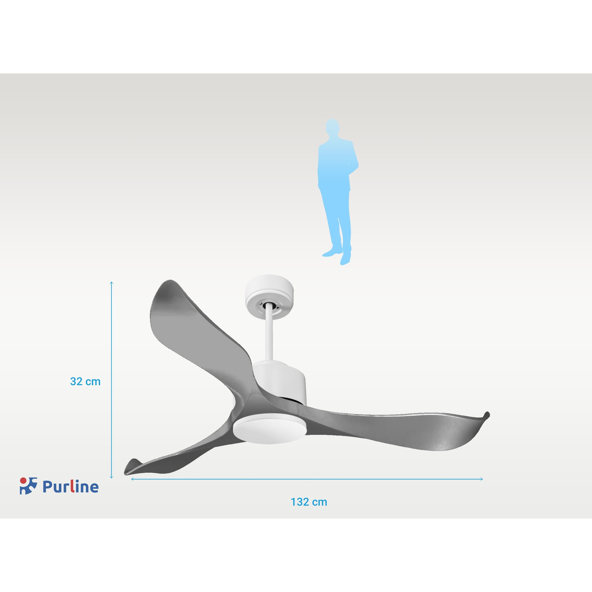 Ventilateur de plafond ø132 cm avec Wifi Réversible Hypersilence 40   W Blanc