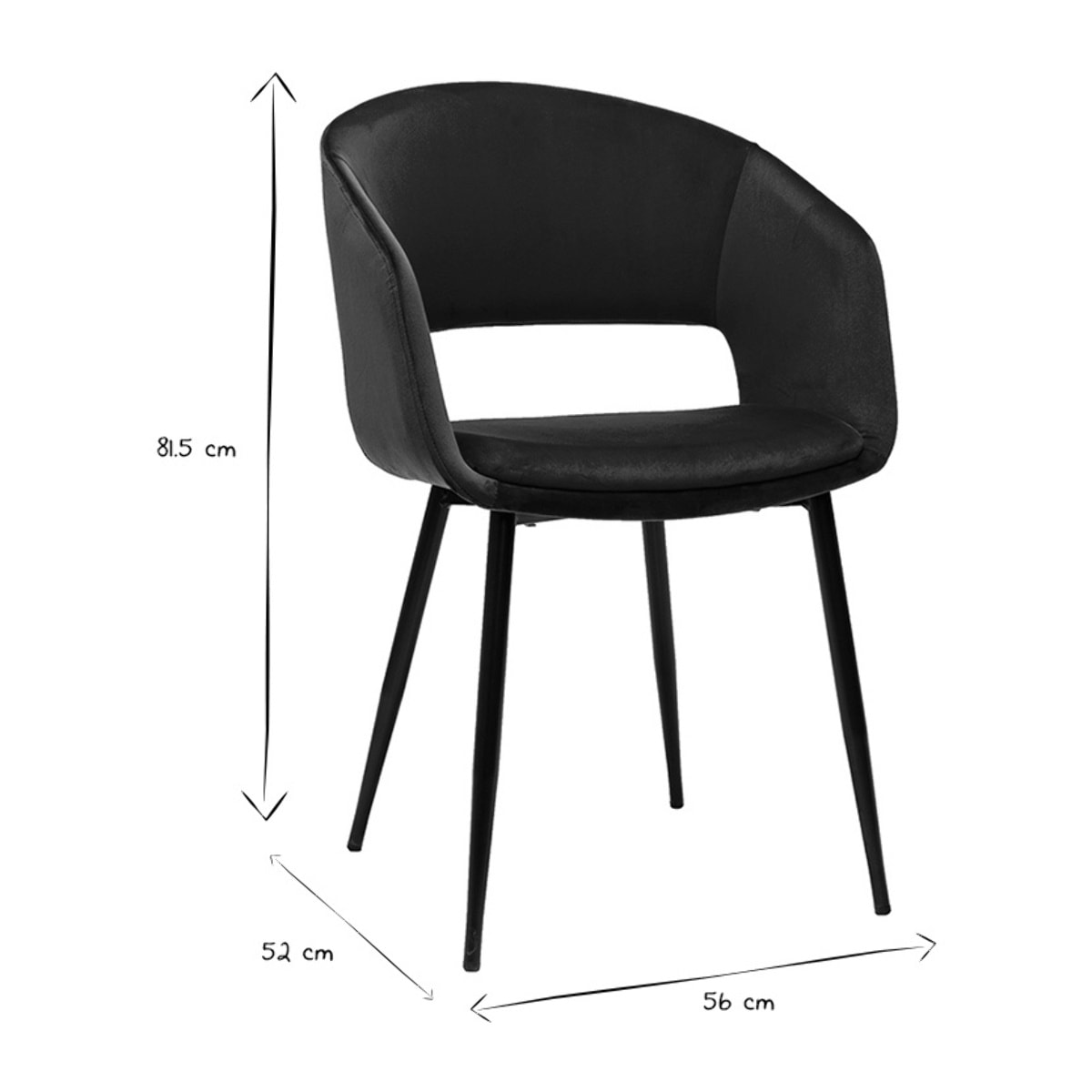 Chaise design en tissu velours bleu pétrole et métal noir PRISMA
