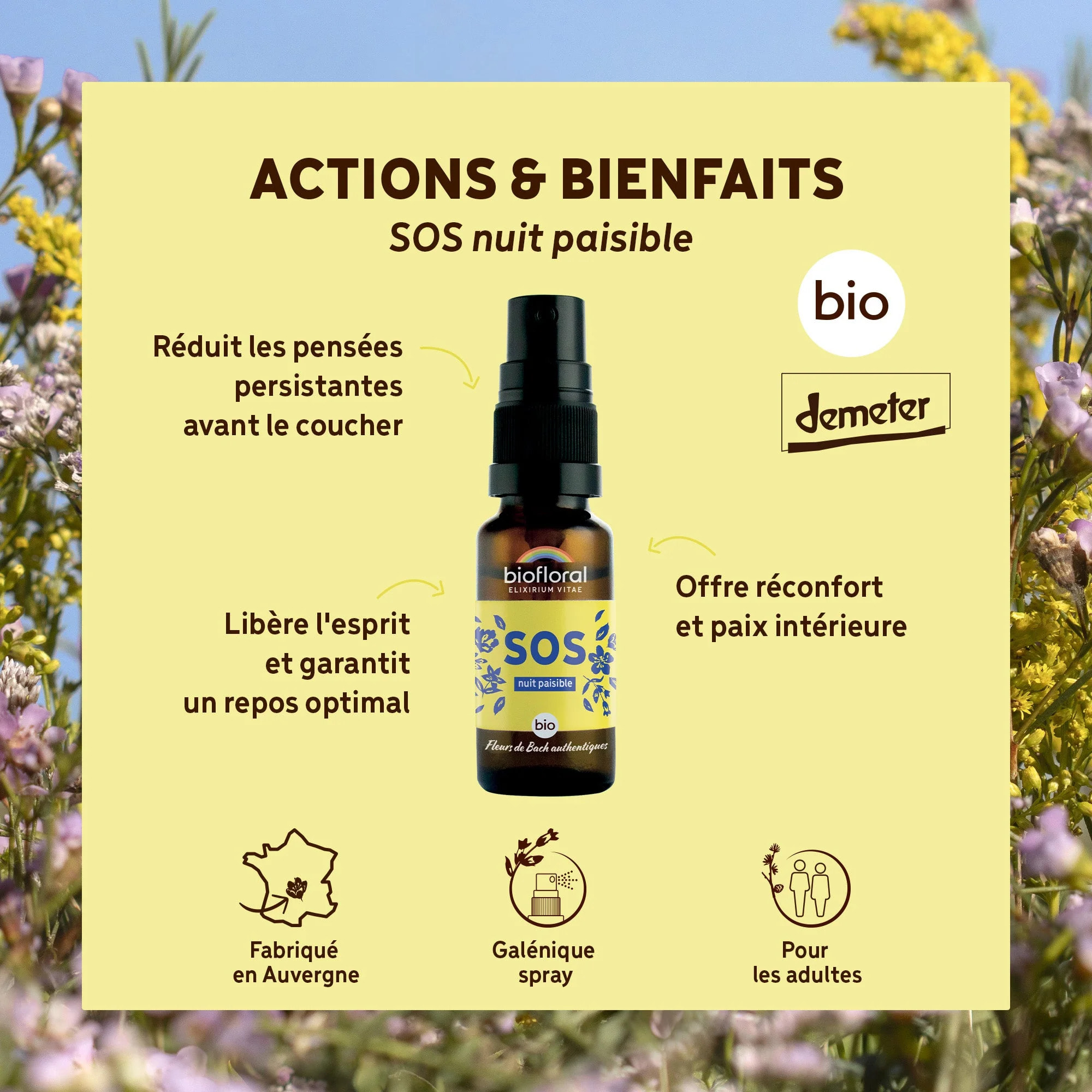 Biofloral - SOS Secours Nuit Paisible - Bio Demeter - 20 ml